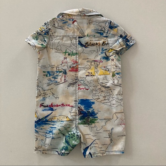 Gap Baby Boy 6-13 Months Romper Beach Tropical Map - Picture 6 of 8